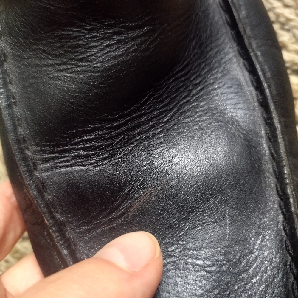 GUCCI  FLAG Black Leather Boat Deck Loafers sz 9 - Picture 5 of 11